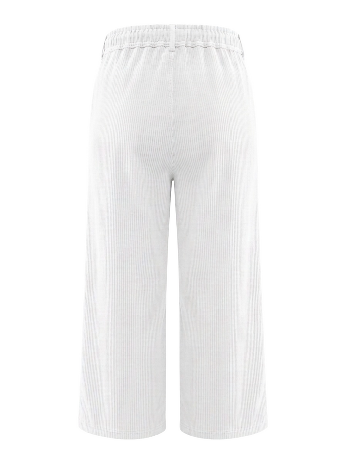 White Rib Wide-Leg Trousers – Back view