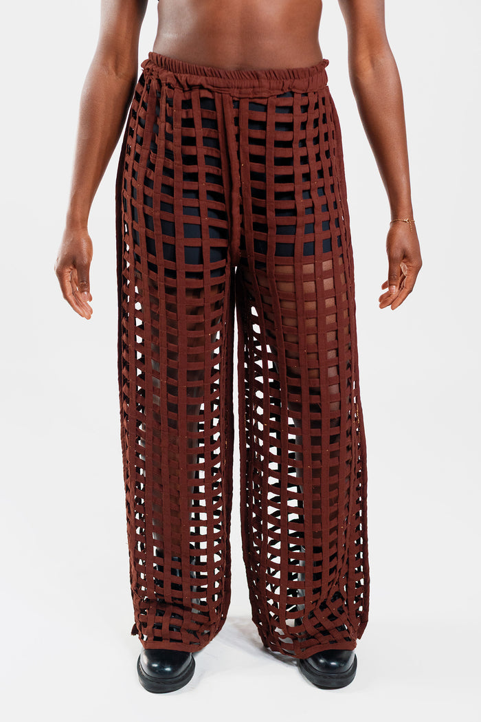 Wide Leg Basket Trousers – Basket Brown