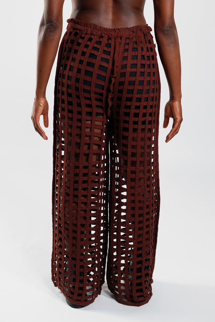 Wide Leg Basket Trousers – Basket Brown