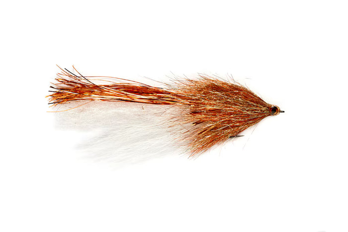 Wildwood 3D #2 fishing lure featuring copper and white synthetic fibers designed to mimic baitfish, ideal for musky fishing and freshwater fishing tackle.
