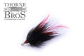 Windels Tied Trebles 5/0 Hook featuring a custom fishing lure with black and red feathered material, designed for musky fishing and premium fishing tackle.
