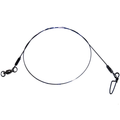 Windels Titanium Leaders dark wire fishing leader with a swivel on one end and snap clip on the other for musky fishing tackle