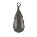 WOO! Tungsten Invisashot Drop Shot Weight - Closed Eye Tear Drop in dark gray, featuring a smooth tear drop shape with a metal swivel eye for fishing tackle applications.