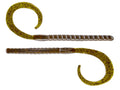 Two segmented fishing lures with a spotted pattern on a white background