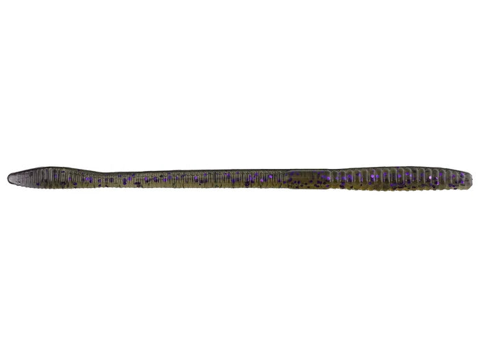 X-Zone Deception Worm fishing lure in dark green with purple flecks, designed to mimic a worm for effective fishing tackle use.