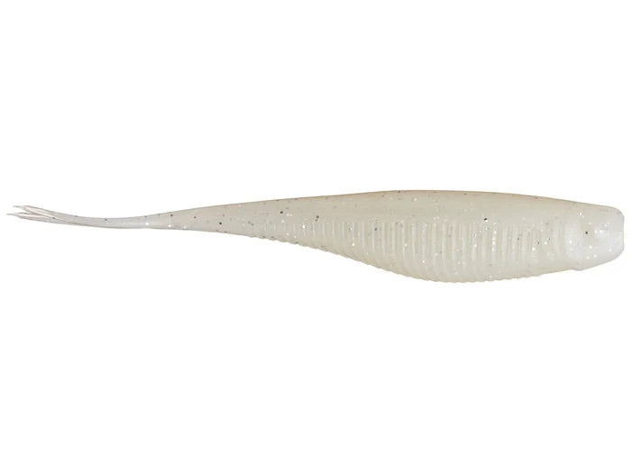 X-Zone Rally Shad fishing lure in translucent pearly white with subtle glitter, designed to mimic a small baitfish for effective fishing tackle use.