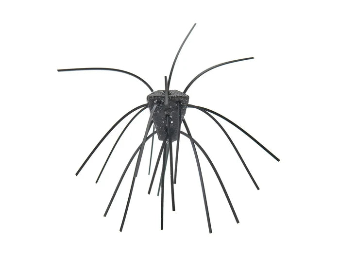 Xzone Stealth Finesse Series GBO Salted Dice fishing lure featuring multiple flexible black rubber strands extending from a central weighted body for realistic movement in water.
