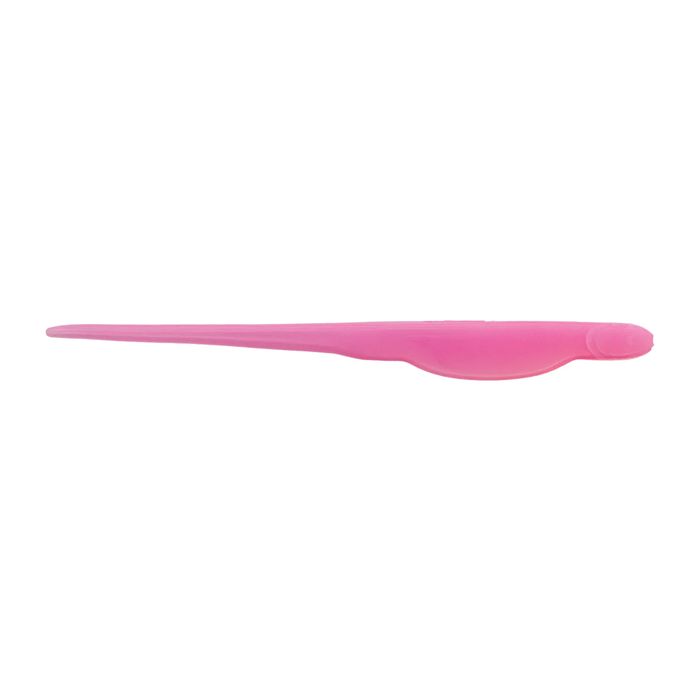 Pink soft plastic fishing lure shaped like a small shad with a slender tail designed for lifelike movement in water, identified as the X-Zone Whiplash Shad.