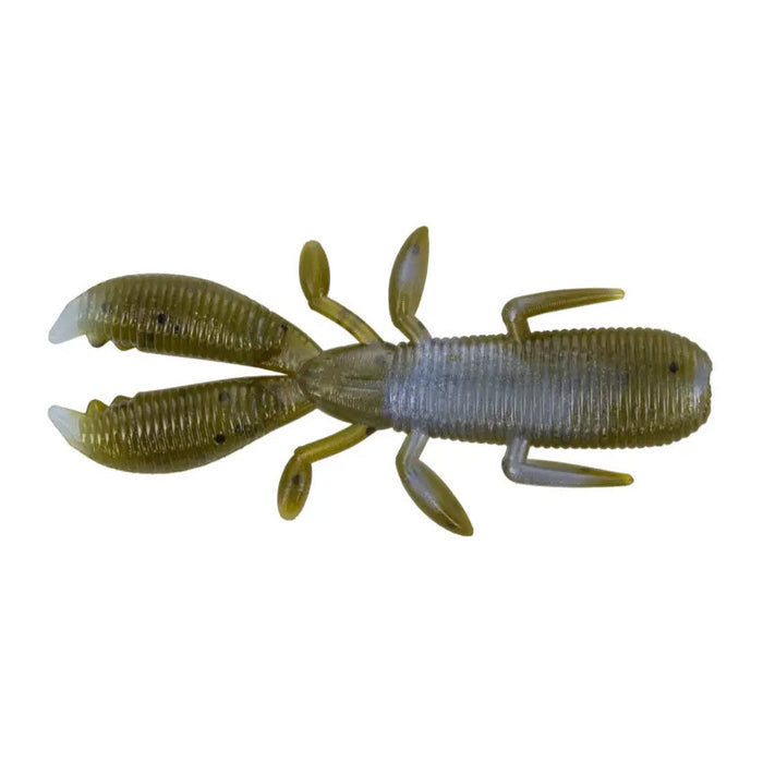 Yamamoto 2.5" Covert Craw soft plastic fishing lure designed to mimic a crawfish with realistic claws and segmented body in natural greenish color for effective fishing tackle use.