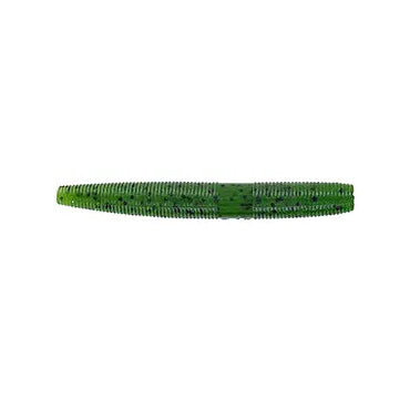 Yamamoto 3" Fat Senko soft plastic fishing lure in a green color with ribbed texture designed for effective use with fishing tackle.