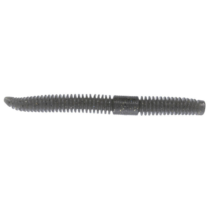 Yamamoto 5.5" Slink-O Floater Worm in natural shad color, ribbed soft plastic fishing lure designed for freshwater fishing tackle targeting musky and other large fish.