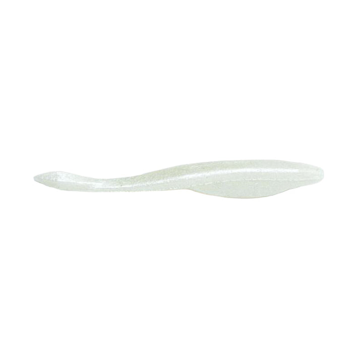 Yamamoto D Shad soft plastic fishing lure in pearl white, designed for realistic swimming action to attract musky and other game fish.
