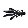 Black soft plastic fishing lure designed to mimic a crawfish with detailed claws and segmented body, identified as Yamamoto Flappin' Hog 4.5