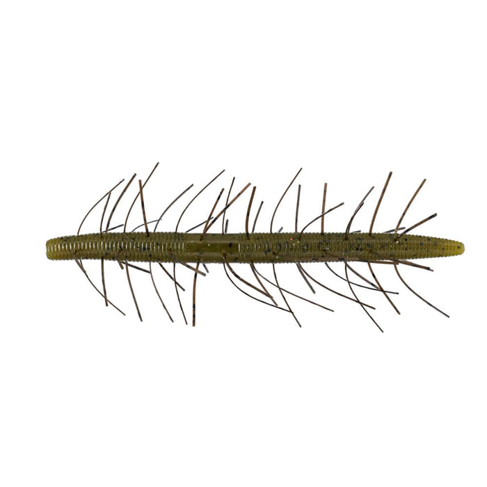 Yamamoto Fuzzy Senko 5" fishing lure with a soft, ribbed body and multiple thin, flexible appendages designed to imitate natural prey in freshwater fishing.