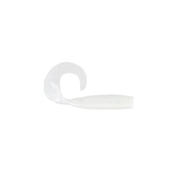 Clear soft plastic fishing lure with a curled tail designed to mimic natural bait action in water, Yamamoto Single Tail Grub ideal for fishing tackle enthusiasts.