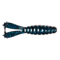 Z-Man Goat fishing lure in dark blue with black speckles, designed for musky fishing, featuring a segmented body and twin tail appendages for lifelike movement.