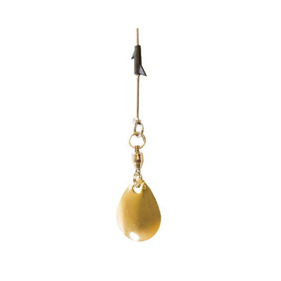 Z-Man TRD SpinZ Tail Spinners 3 Pack featuring a gold-colored metal spinner blade attached to a swivel and wire shaft, designed for fishing tackle use.