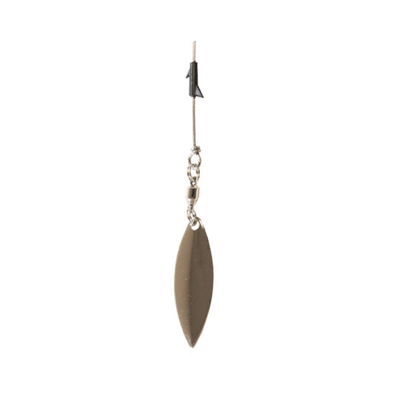 Z-Man TRD SpinZ Tail Spinners 3 Pack showing a silver metallic spinner blade attached to a wire with a swivel and a black clip, designed for fishing tackle use.