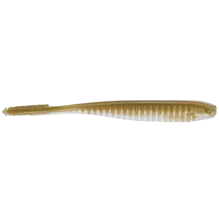 Z-Man Trick ShotZ soft bait in translucent brown with ribbed body and paddle tail designed for lifelike movement in fishing tackle applications.