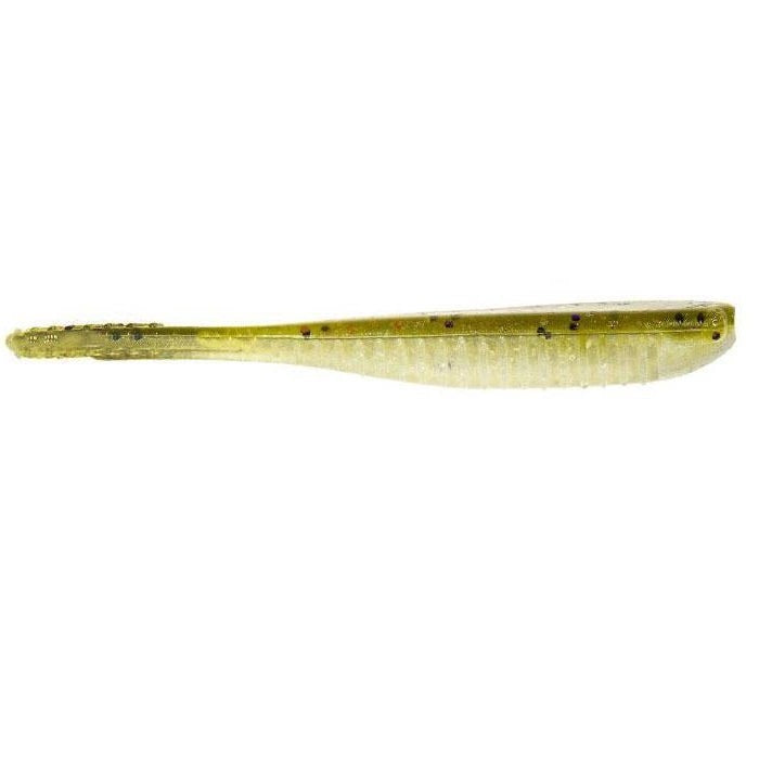 Z-Man Trick ShotZ softbait lure in translucent green with black speckles, designed for lifelike movement to attract fish, ideal for fishing tackle enthusiasts.
