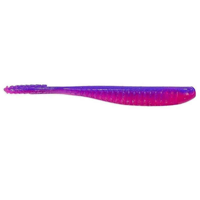 Z-Man Trick ShotZ soft bait lure in vibrant purple and pink hues designed for freshwater fishing, featuring a slender body and textured tail for lifelike movement.