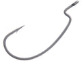 Zappu Bellows Offset Wide Gap Worm Hook in dark metal finish, featuring a sharp point with a barb and an offset bend designed for secure fishing tackle setup.