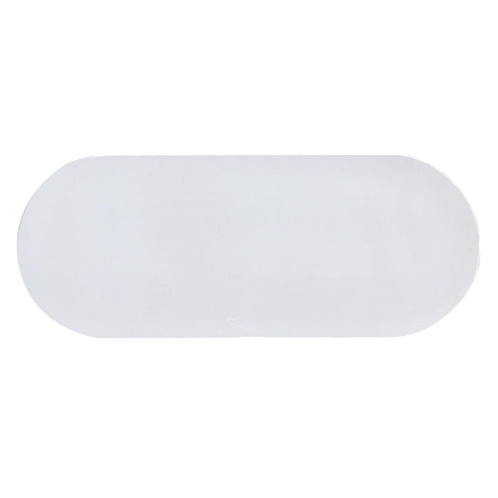 White elongated oval Zappu Board Weights made of smooth material designed to be used as fishing tackle for musky and ice fishing applications.