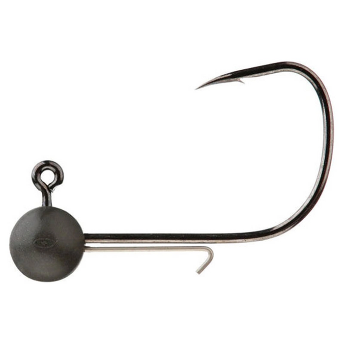 Fishing hook with a black ball sinker on a white background