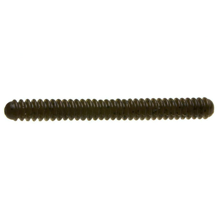 Zoom Double Ringer Worm fishing lure in dark color with segmented, ribbed body designed for lifelike movement in water, ideal for fishing tackle collections.