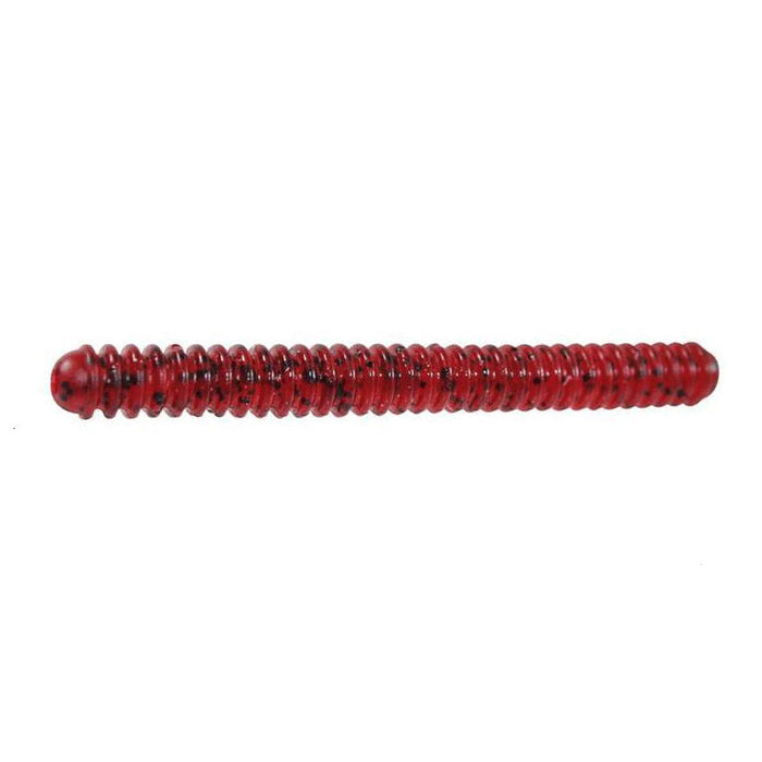 Zoom Double Ringer Worm in a cherry seed color featuring segmented body textured for lifelike movement, designed for fishing tackle and lure use.