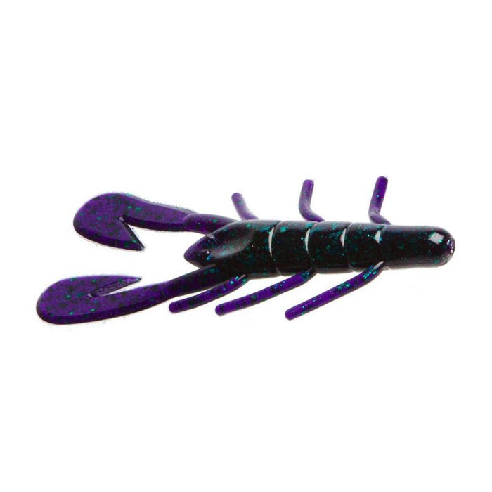 Zoom Magnum Ultra-Vibe Speed Craw fishing lure in dark purple with blue flecks, designed to mimic a crawfish for effective fishing tackle use.