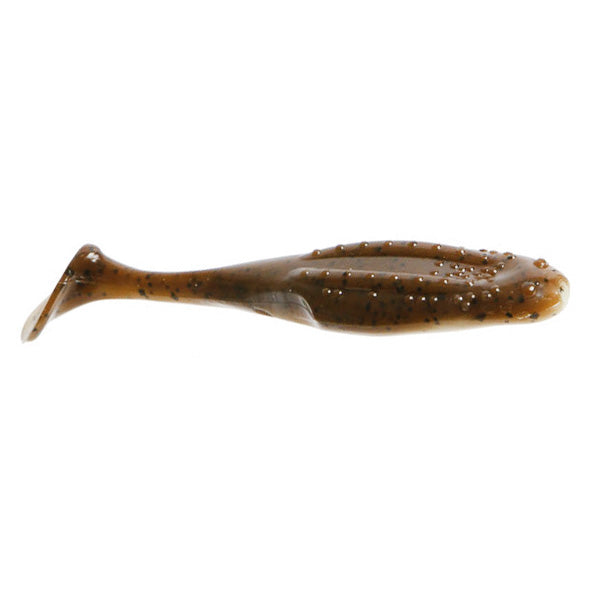 Zoom Uni Toad soft plastic fishing lure in a pearlescent brown color with black speckles, designed for effective freshwater fishing tackle use.