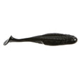 Zoom Uni Toad fishing lure in black color, designed with a textured body and paddle tail for lifelike movement in fishing tackle.