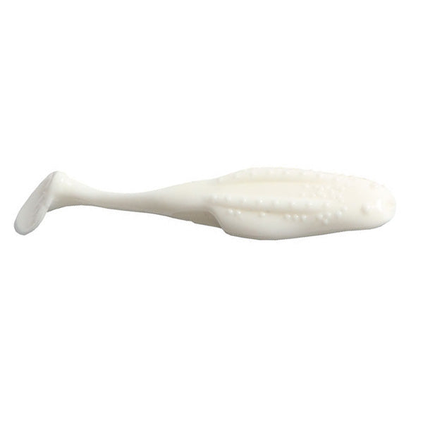 Zoom Uni Toad fishing lure in solid white with textured body and paddle tail designed for versatile fishing tackle use.